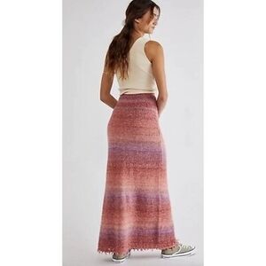 Free People Pink and Purple Knit Maxi Skirt